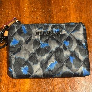MZ Wallace Blue Leopard Flat Key Pouch NWOT